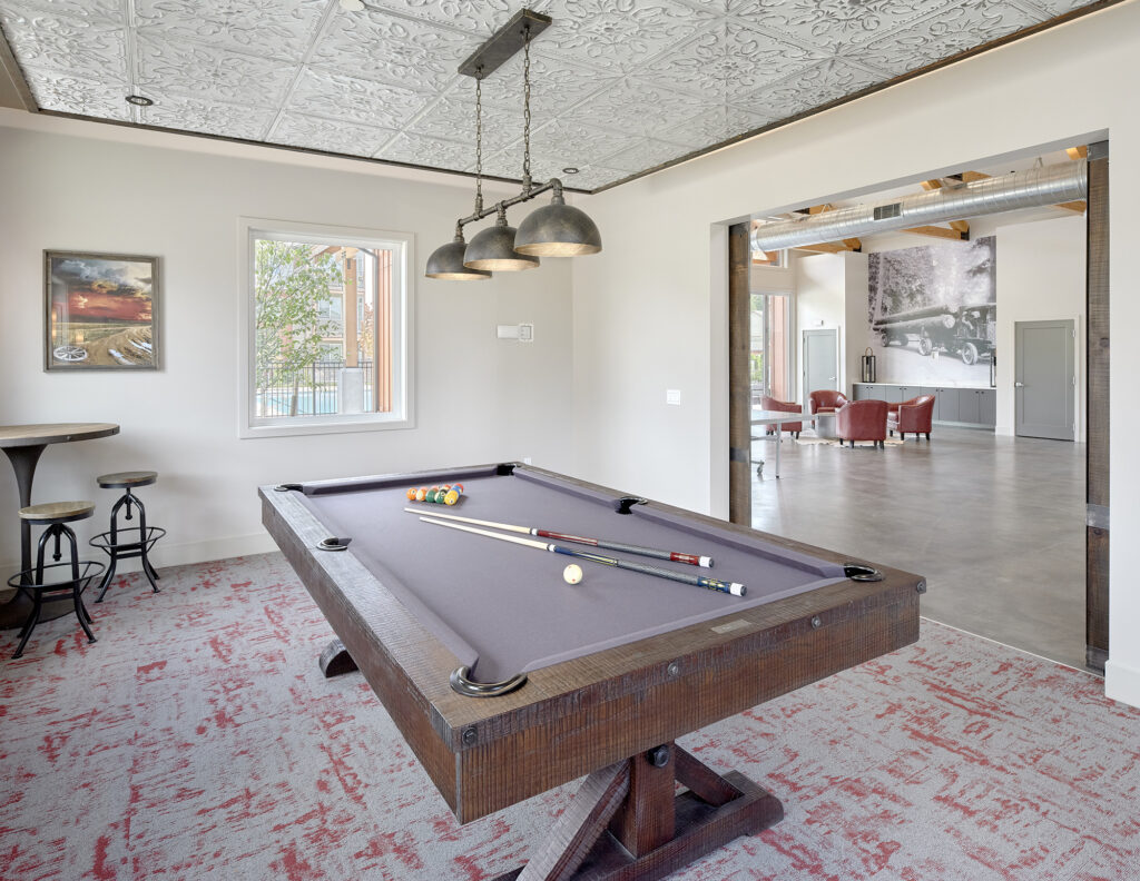 Pool table at The Lodge Apartments at Marysville, WA.