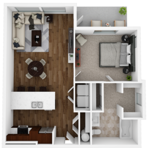 1 Bed - 1 Bath | 769 sq.ft. Blakely - Signature Series Floor Plan at The Lodge Apartments in Marysville, WA