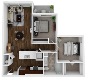 2 Bed - 1 Bath | 918 sq.ft. Orcas floor plan at The Lodge Apartments in Marysville, WA